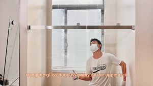 Frameless Shower Door, 56-60 in W x 75 in H, 5/16 in (8mm) Clear Tempered Glass Shower Door, Explosion-Proof Film, Stainless Steel Hardware, Matte Black