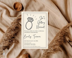 Letterpress Elegant Bridal Shower Invitation Template | Minimalist 5x7 Printable - Etsy France