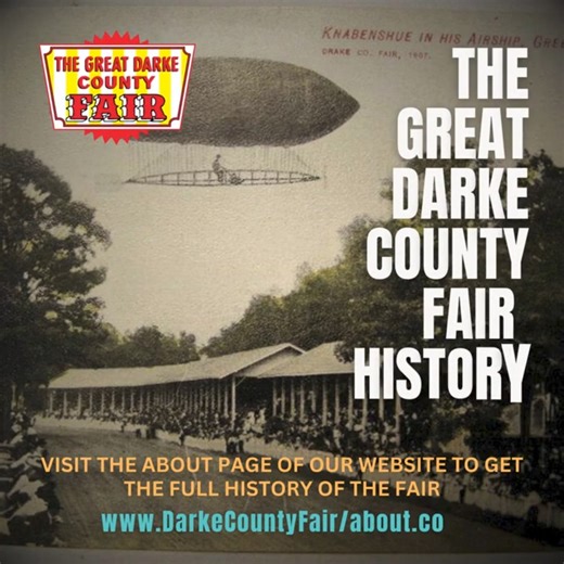 2.6K views · 16 reactions | The history of the Great Darke County Fair is really interesting. If you're missing the fair...grab a seat and read all about it on the About page of our website. www.DarkeCountyFair/about.com #greatdarkecountyfair #fairfun #dcfair2024 #countyfair | The Great Darke County Fair | Facebook