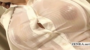 Subtitles Japanese office lady big breast drool fest