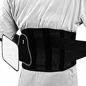 Back Brace with 6 Lumbar Support Stays, Removable Support Pad and Heating Pad, Adjustable Compression Straps for Lower Back Pain Relief, Heavy Lifting, Workout, Men and Women, L