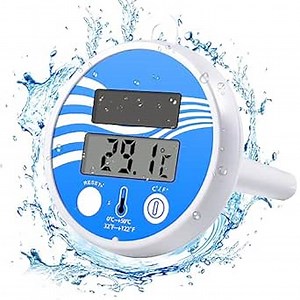 Solar Pool Thermometer Floating, Digital Pool Thermometer Floating Easy Read, Wireless Pool Water Thermometer for Swimming Pool, Spa, Hot Tub, Ice Bath, Fish Pond