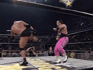 6.7K views · 120 reactions | 24years ago at WCW Starrcade PPV: Bret Hart defeated Goldberg in a no disqualification match to retain the WCW Worlds Heavyweight Title. This was the kick that gave Bret Hart a concussion that would lead to the end of his career a few months later. | Pro Wrestling World | Facebook