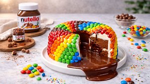 How to make rainbow candy surprise cake