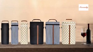Insulated Wine Bag - Wine Bottle Carrier Tote Cooler Bags for Gifts Travel Picnic Beach, Black - 2 Bottle