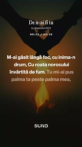 𝐆𝐚𝐛𝐫𝐢𝐞𝐥 𝐕𝐢𝐛𝐫𝐚𝐧𝐝𝐨 - De n-ai fi tu Muzică și text Gabriel Dumitrascu [Strofa 1] M-ai găsit lângă foc, cu inima-n drum, Cu roata norocului învârtită de fum. Tu mi-ai pus palma ta peste palma mea, Și-ai zis: „Hai, iubire, că viața ne vrea”. [Refren] De n-ai fi tu Aș uita să mai respir dimineața Mi-aș pune sufletul pe modul mut M-aș certa groaznic cu viața De n-ai fi tu N-ar ști inima cum să mai bată Dar mă susții și mă ții strâns Îmi dai lumină, îmi dai speranță Un „te iubesc” și-mi e