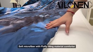 AILONEN Blue Wolf Bedding Set Twin Size - Snow Comforter Set for Boys and Girls, Soft Microfiber Safari Duvet With 2 Pillowcases, 3-Piece Kids Bedding