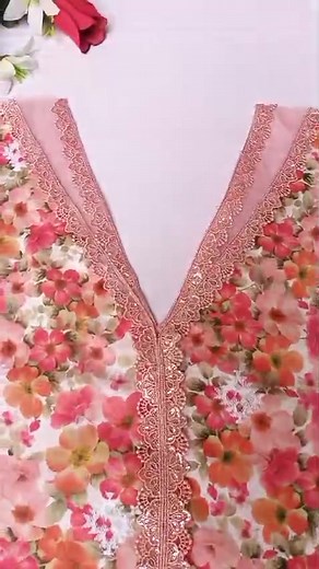 Viral Organza Fabric Neck Design With Lace