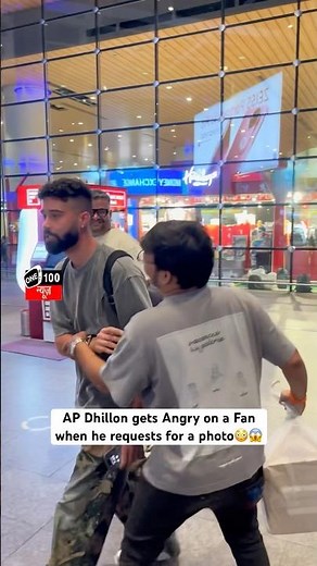 AP Dhillon gets Angry on a Fan when he requests for a photo😳😱 #apdhillon #one100news #fan #shorts