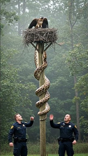 Deadly Climb Giant Python Inches Toward Hawk Nest as Officers Watch in Shock