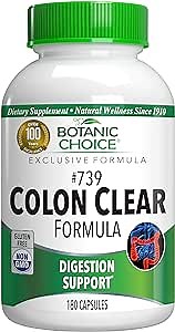 Botanic Choice - No. 739 Colon Clear Formula, Superior Colon Cleanse and Intestinal Cleanse to Support Regular Bowel Movements, 180 Capsules