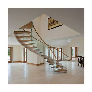[Hot Item] Curved Staircase Aluminium Roof Rack Ladder Iron Handrails Glass Curved Staircase