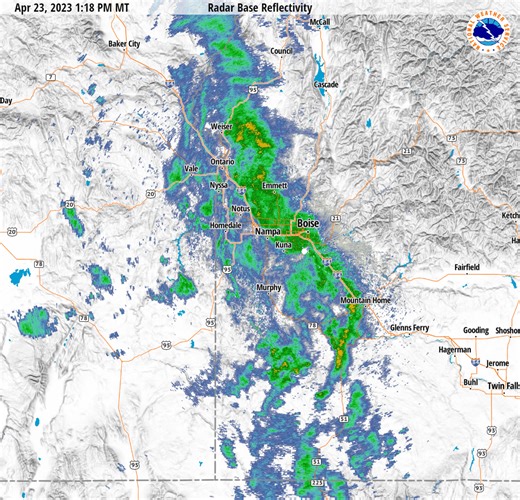 26 reactions | Radar shows a line of storms moving across much of our Idaho zones, along with a few showers over eastern Oregon. Thunderstorms are expected to develop over eastern Oregon this afternoon and possibly move into southwest Idaho this evening. | US National Weather Service Boise Idaho | Facebook