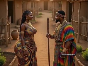 Sexy African AI ebony village maiden big boobs big ass seduced and raw fucked by handsome big dick prince. Hardcore creampie sex in traditional hut: blowjob, doggy, missionary, massive tits bouncing