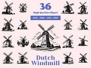 Dutch Windmill SVG Bundle: Vintage Engraving Art, Laser/cricut Ready (36 Designs) - Etsy