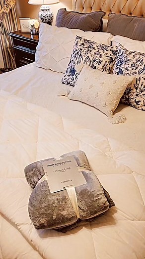 Summer Refresh with this beautiful pom fringed blanket by @lomoahome . #luxuriousblanket #lightweightblanket #mainbedroom #summerrefresh #interiordesign #Stylishblanket | Dottie Malpass Hogue