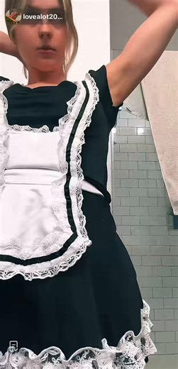 Slutty 18 y/o in a maid dress flashing her bare ass it’s so short 👀🫣 #nsfwtwt #tiktoklive #booty #flashing #viralvideo