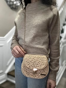 Golden Coloured Macrame Purse w/Gold Chain Strap