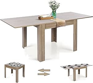 Extendable Dining Tables, Save Space Expandable Wooden Style Table for Dining Room, 4-8 Seat Kitchen Table