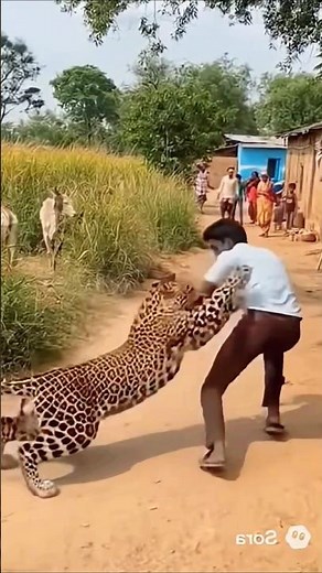 Leopard Attacks Man in Indian Village | Brave Villager Fights Back with Iron Rod | Real Footage🐯 #ai