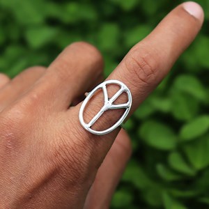 Sterling Silver Peace Sign Ring: Women's Silver Jewelry - Etsy