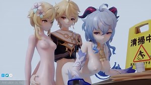 Aether x ganyu and lumine (sex 18+) HD