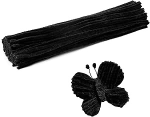 60 PCS Black Pipe Cleaners - Bulk Art & Craft Pipe Cleaners Chenille Stem for Creative Home Decoration and Arts Crafts