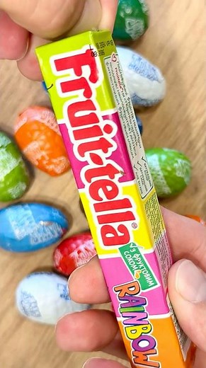 ASMR Fruit-tella 🌈 Rainbow Chewing Candy Opening #chewing #fruittella #candyopening #chewinggum