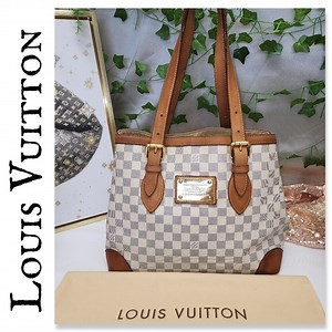 Authentic Louis Vuitton Damier Azur Hampstead GM with Dust Bag