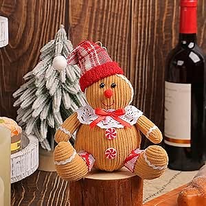 Christmas Gingerbread Man Tree Decorations - Unique Funny Xmas Plush Stuffed Door Decor for Holiday Season (Yellow)