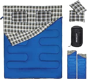Double Sleeping Bag 2 Person Sleeping Bags with 2 Pillows Adults Teens Portable Lightweight XL Camping Sleeping Bag for Camping Backpacking Hiking Outdoor, 2022 Upgraded