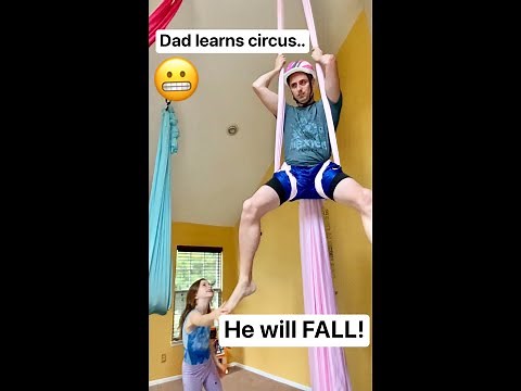 FAIL Warning!⚠️ Little Mama teaches Dad Aerial Silks...😂
