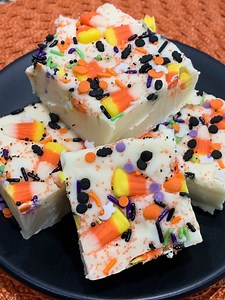 Easy Halloween fudge Colorful and easy fudge to satsify your Halloween sweet tooth. #Halloween #desserts #sweettooth #easyrecipes | Scott & Karen