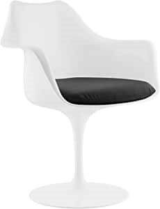 Modway Lippa 28" Mid-Century Modern Bar Table with Square Top and Pedestal Base in White