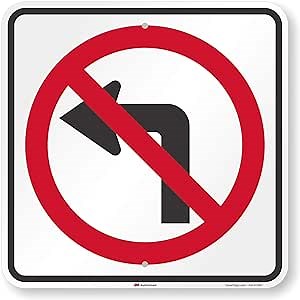 SmartSign "No Left Turn" Sign | 18" x 18" 3M Engineer Grade Reflective Aluminum