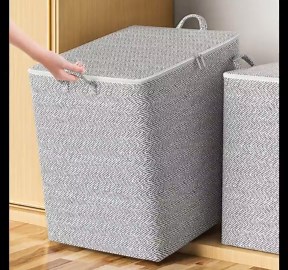 Storage Bins with Lids,Foldable with Zipper and Handle Closet Space Saver Stackable Storage Containers Moving Boxes Organizer for Clothes Outdoor Bedding Blankets Pillows Quilt (M,110L)