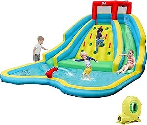 BOUNTECH Inflatable Water Slide, Giant Waterslide Park for Kids Backyard Outdoor Fun with Double Long Slides, 950w Blower, Climbing, Blow up Water Slides Inflatables for Kids and Adults Party Gifts