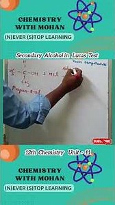 Secondary alcohol in Lucas test #chemistry #neet #12thchemistry