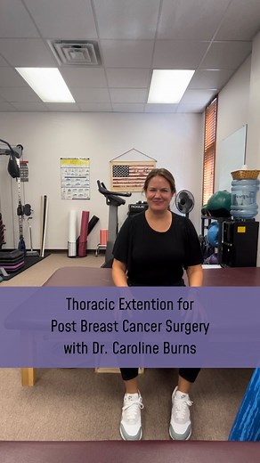 Today Dr. Caroline Burns from Inner Dynamics is demonstrating a thoracic extension stretch to help with post-mastectomy or post-reconstruction surgery following breast cancer. All you need for this exercise is a solid surface like a bed or the floor. The first thing you are going to do is start lying on your back with knees bent, feet flat on the floor and hands are going to interlace behind your head. To start let your elbows drop open like a butterfly wing. You should feel a little bit of a ch