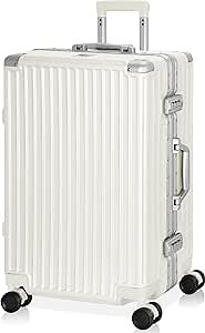 AnyZip Luggage Aluminium Frame Suitcase PC ABS Hard Shell TSA Lock No Zipper 24In White