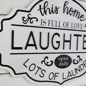 All Chic Large Laundry Sign Laundry Room Wall Art Metal Laundry Room Door Sign Wall Decor for Farmhouse Decor 22.8 * 15.75 Inch