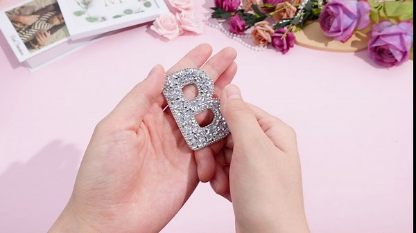 Yeaqee 52 Pcs Resin Rhinestone A-Z Letter Stickers with Silver Beaded Trim Glitter Bling Alphabet Stickers Rhinestone Self Adhesive Iron on Decals for Clothing Art Crafts DIY Decors (Silvery White)