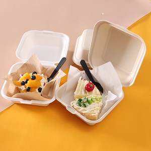 [Hot Item] Degradable Disposable Fast Food Bagasse Clamshell 6 Inch Burger Box