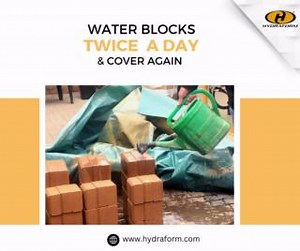 The Hydraform Interlocking Block Curing Process #HydraformBlocks #InterlockingBlocks #SoilCementBlocks #EcoFriendlyBuildings #BlockCuring | Hydraform International