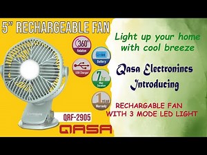 QASA Rechargeable Clip Fan with LED Light QRF-2905