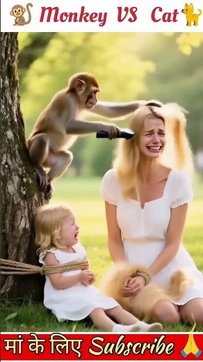 "Monkey vs Cat 🐒🐱 | Funny Animal Fight Caught on Camera!" #shorts