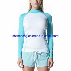 [Hot Item] Sexy Photo English Surfing Kitesurfing Wear Custom Spandex Lady Rash Guard for Sailing Fishing Surfing