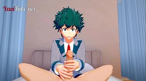 Boku No Hero Yaoi - Deku & Bakugou First Time in the infirmary Handjob and Anal with cum inside
