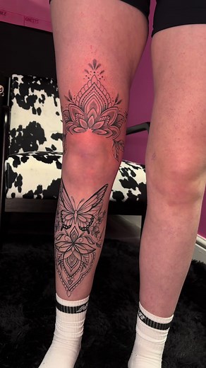 Stunning Mandala Leg Tattoo for Women