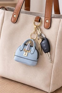 Mini Leather Satchel Keychain – Lock & Tassel Bag Charm - Etsy Canada